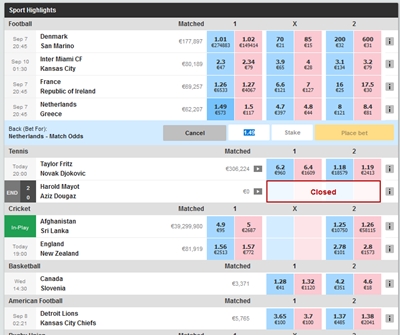 Back & Lay apuestas en directo