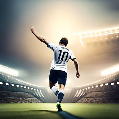 Un futbolista con el puño en alto en un terreno de juego