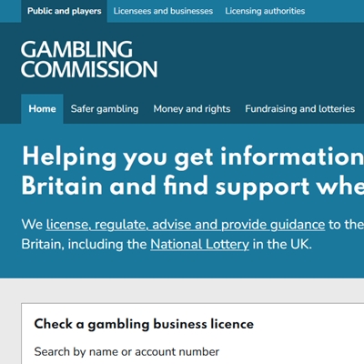 Vista del sitio web gamblingcommission.gov.uk
