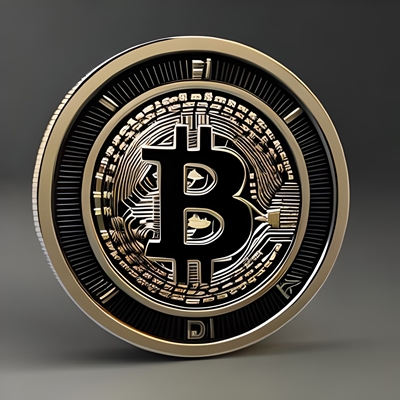 Una moneda bitcoin de plata